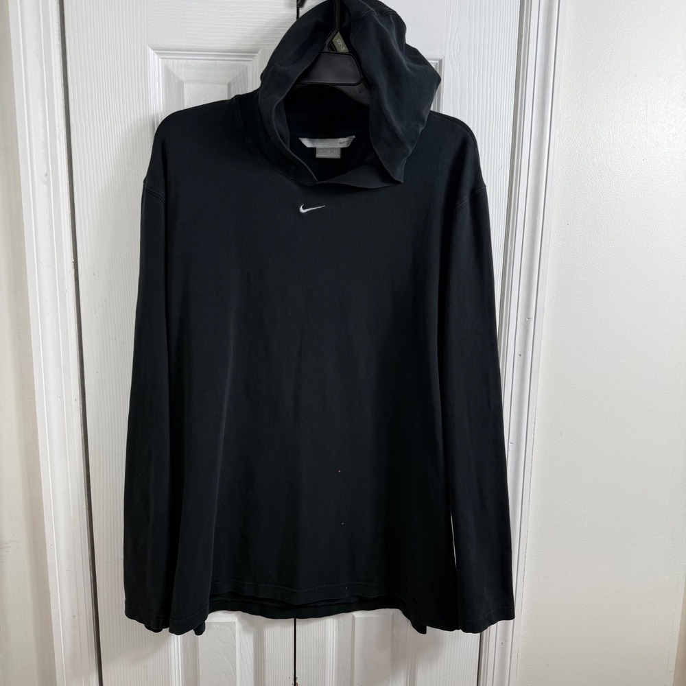 Vintage Y2K Nike Center Swoosh Hoodie Mens XL Black 2000s Skate Streetwear